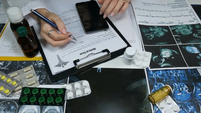 camera movements and doctor with phone