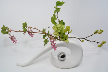 extravagante weiße Vase mit Zweigen
