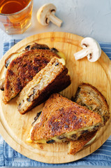 Gauda Cheese roasted Mushrooms and onion rye sandwich