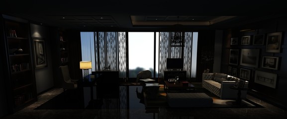3d render of living room