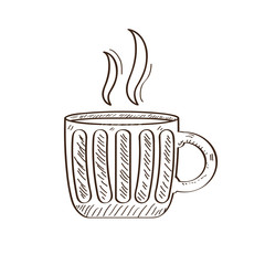 Isolated retro coffee mug sketch