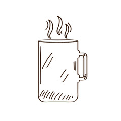 Isolated retro coffee mug sketch