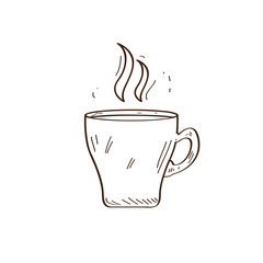 Isolated retro coffee mug sketch