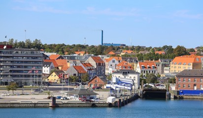 Fredrikshavn harbor (Nordjylland in Denmark) seen from the ferry to Gothenburg (Gøteborg) in Sweden