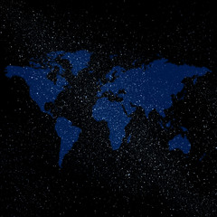 World map and Stars Field