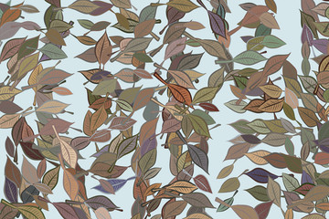 Color abstract leaves drawing pattern generative art background. White, design, repeat & style.