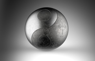  metallic Yin & Yang 3d