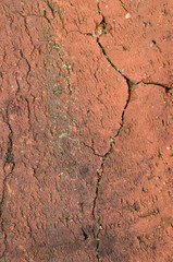 Texture Of Cracked Red Brick. Background. Close-Up.