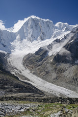 Obraz premium Grandes Jorasses peak and Leschaux glacier in the Alps
