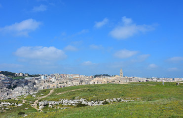 Italy, Basilicata, Matera, city of stones, Unesco heritage, capital of European culture 2019.  Panorama from the Belvedere.