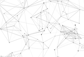 Abstract futuristic background with polygonal plexus shapes consisting dots and lines. 3D illustration