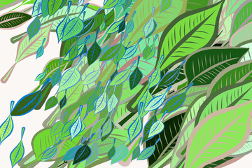 Shape of leaves drawing, abstract background pattern. Vector, web, illustration & decoration.