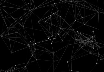 Abstract futuristic background with polygonal plexus shapes consisting dots and lines. 3D illustration