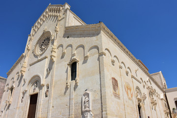 Fototapeta na wymiar Italy, Basilicata, Matera, city of stones, Unesco heritage, capital of European culture 2019. Cathedral of Maria della Bruna. 