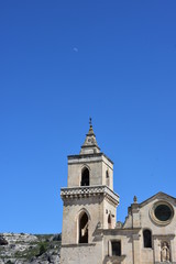 Italy, Basilicata, Matera, city of stones, Unesco heritage, capital of European culture 2019. Church and bell tower of San Pietro Caveoso,