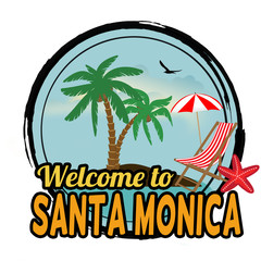 Welcome to Santa Monica label or stamp