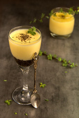 Banana dessert in Glass with chiaa seeds