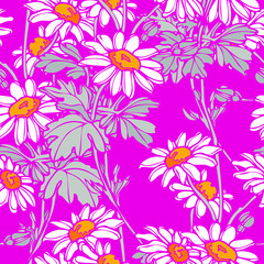 Fototapeta na wymiar Daisy floral seamless pattern