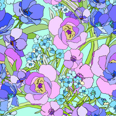 Elegance Seamless pattern with flowers roses