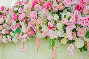 flower background, backdrop wedding decoration, rose pattern, Wall flower, colorful background, fresh rose