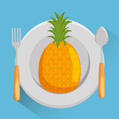 dish with pineapple menu vector illustration design