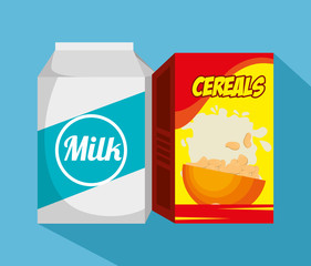 milk with cereal healthy food vector illustration design
