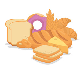 pastry bakery nutritive food vector illustration design