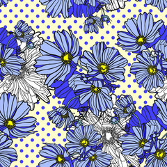 Summer chamomiles flowers pattern