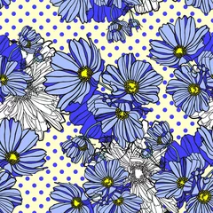 Keuken spatwand met foto Summer chamomiles flowers pattern © polina21