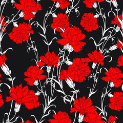 Elegance Seamless pattern with flowers carnations
