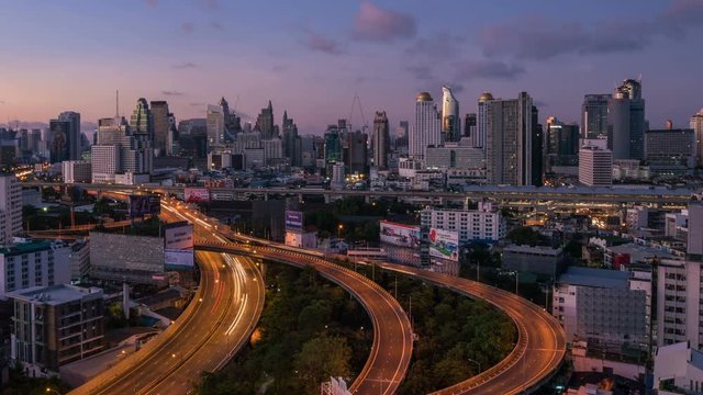 Arial view of Cityscape and traffic at Bangkok