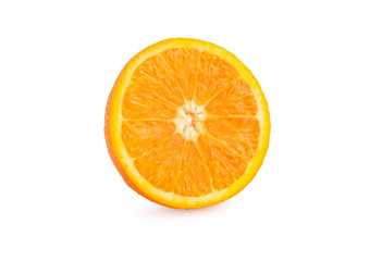 half orange fruit on white