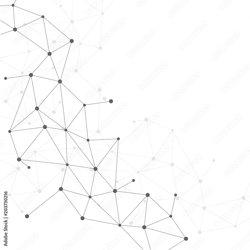 Poster Network Connecting dot polygon background on isolated white background