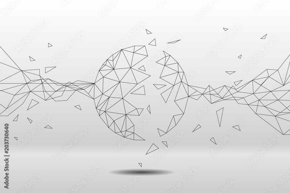Poster Polygon particle build to sphere: Concept of Futuristic, Big Data, Data transform