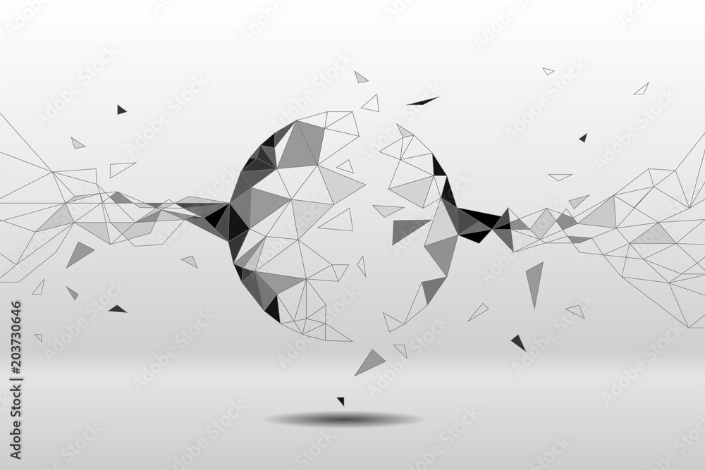 Leinwandbilder polygon particle build to sphere: concept of futuristic, big data, data transform
