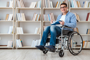 Disabled student studying in the library