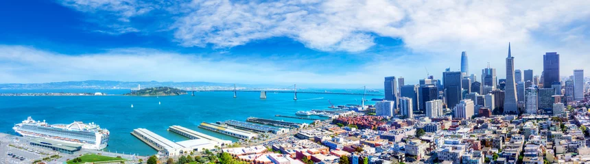 Papier Peint photo San Francisco Vue aérienne du panorama de la baie de San Francisco