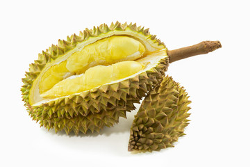 Durian fruit on white background. fruit of Thailand.