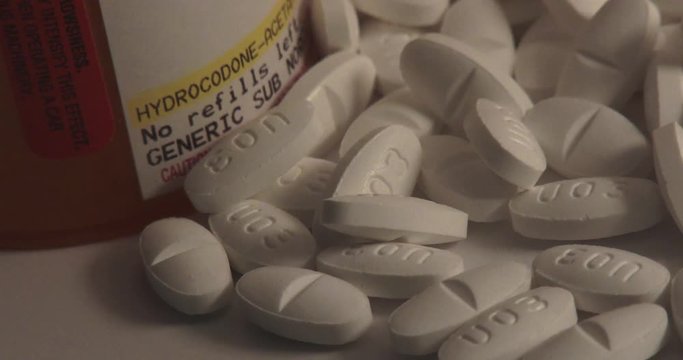 Hydrocodone Pills - Static Shot Of Bottle And Pills