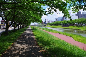 水戸の川沿い