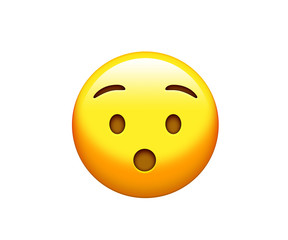 isolated yellow surprise face with opened mouth icon