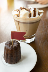 Canelé with Mocha hot coffee and marshmallow