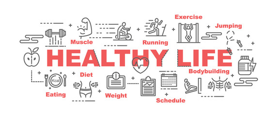 Fototapeta premium healthy life vector banner