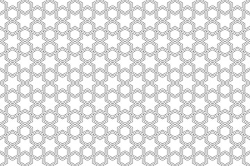 Pattern seamless abstract background white color and black line. Islamic geometric line vector.