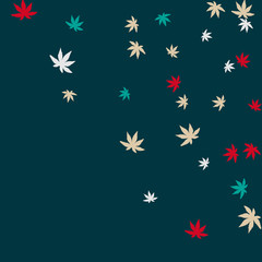 Cute vegetative pattern with simple small leaves for a greeting card or poster. Vector background for spring or summer design