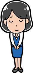お詫びをする女性のイラスト素材