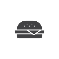 Burger vector icon. filled flat sign for mobile concept and web design. Cheeseburger or Hamburger simple solid icon. Take away fast food symbol, logo illustration. Pixel perfect vector graphics