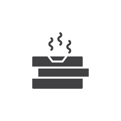 Three pizza boxes vector icon. filled flat sign for mobile concept and web design. Fast food delivery simple solid icon. Symbol, logo illustration. Pixel perfect vector graphics