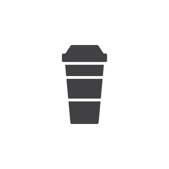 Coffee paper cup vector icon. filled flat sign for mobile concept and web design. Take away drink simple solid icon. Symbol, logo illustration. Pixel perfect vector graphics