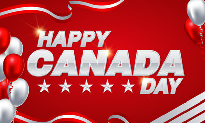 Vector card for Canada Day. Illustration for 1st of July Canada Independence Day with flag and maple leaf